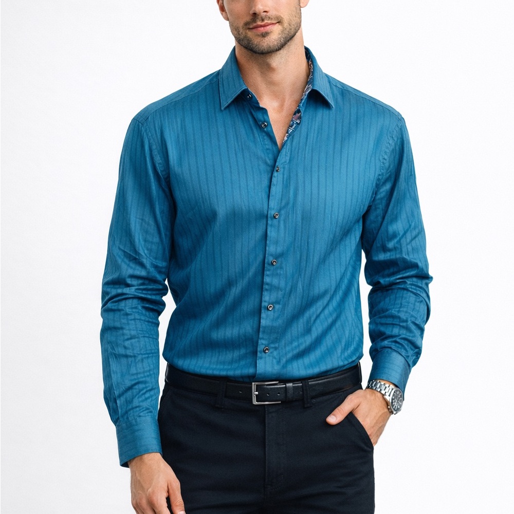 Robert Graham Classic Fit Button Shirt‎ Men’s 2XL Blue Cotton Long Sleeve